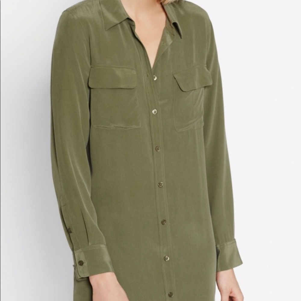 Equipment Slim Signature Shirt Dress. Maroon.